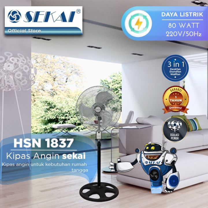 Sekai Kipas Angin Berdiri High Velocity Remote 3in1 16 Inch - HSN 1837 RI | HSN1837RI